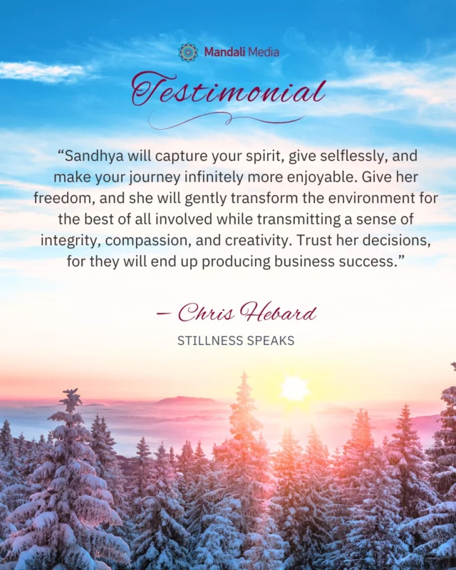 ✨ What clients say about working with Mandali Media:⠀⠀“Sandhya captures your spirit and makes the journey infinitely more enjoyable. Trust her decisions—they lead to real business success.” — Chris Hebard, Stillness Speaks⠀⠀At Mandali Media, we don’t just market your business—we honor your vision and values every step of the way.⠀⠀Want to hear more from clients who’ve experienced this? Tap the link in bio or visit mandalimedia.com/testimonials to see their stories.⠀⠀#TestimonialTuesday #ClientLove #MarketingWithHeart #CommunityFocused #GrowthDriven #MandaliMedia⠀⠀
