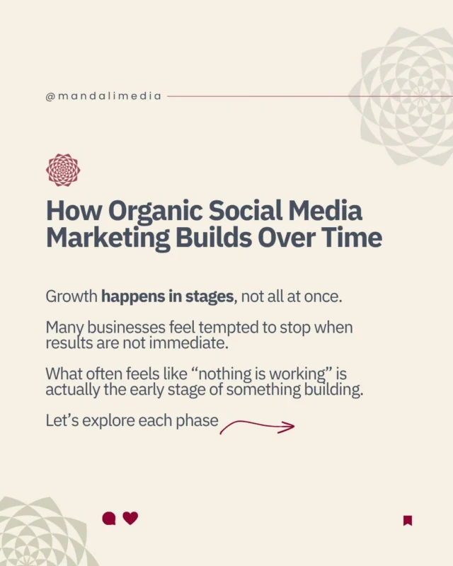 Organic marketing can feel slow, especially in the beginning. You put time into your content, stay consistent, and still wonder if it is actually working 🤷🏻‍♀️ What many businesses do not realize is that growth is happening in phases, often quietly at first 🐌Awareness builds. Familiarity follows. Trust develops. Then results begin to show 🌱Let's walk through what that process really looks like over time, so you can approach your content with more clarity and less second-guessing 🕵🏻‍♀️ Save this for reference, and come back to it as your presence continues to grow! 🌻#OrganicMarketing #OrganicSocialMedia #InboundMarketing  #MarketingServices #MandaliMedia