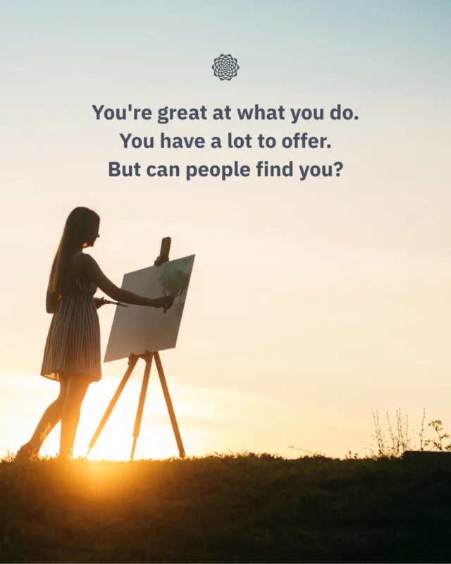 You’re great at what you do. You have a lot to offer. But can people find you?⠀⠀You may have a wonderful service, a meaningful mission, a creative practice, or years of experience behind your work. But if the people looking for what you offer can’t find you, they may never have the chance to discover what you do.⠀⠀Good marketing helps make that connection ☕⠀⠀If you’re ready to make it easier for the right people to find you, let’s talk 🌻⠀⠀#SmallBusinessMarketing #OnlineVisibility #InboundMarketing #MarketingStrategy #MandaliMedia⠀⠀
